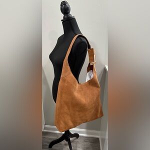 Margot Elegant Camel Suede Hobo Shoulder Bag